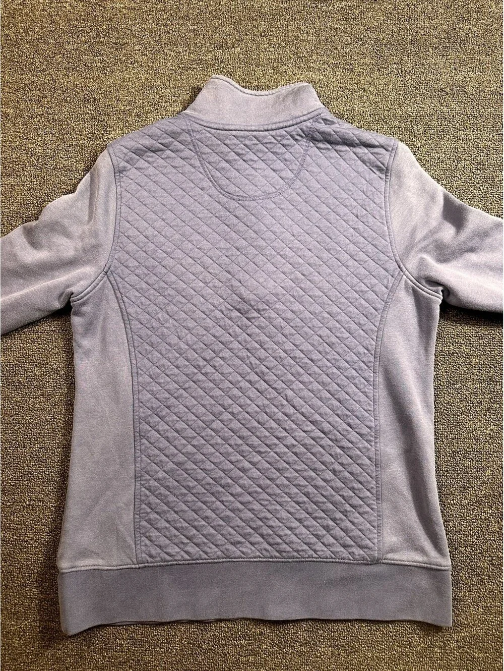 LL Bean Quilted Quarter Zip Pullover Sweatshirt M Reg Blue